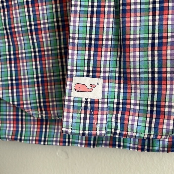 Vineyard Vines Slim Fit Murray Shirt Printed Blue Pink Check Size Small - Picture 5 of 8